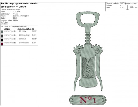 machine embroidery design corkscrew n°1