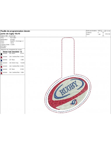 machine embroidery ith  soccer ball keychain