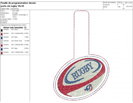 machine embroidery ith  soccer ball keychain