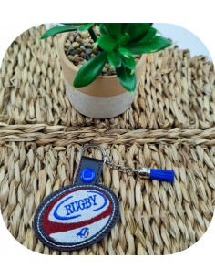machine embroidery ith  soccer ball keychain