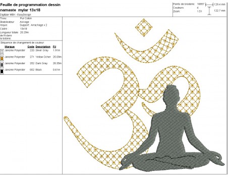 machine embroidery design namaste mylar