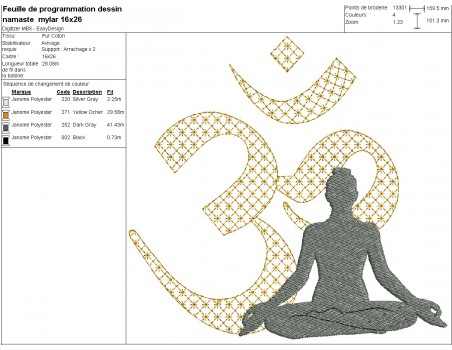 machine embroidery design namaste mylar