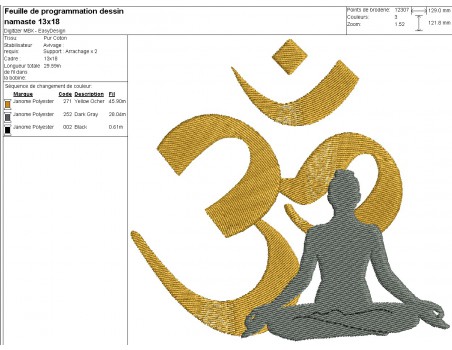 Motif de broderie machine namasté