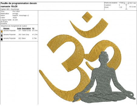 Motif de broderie machine namasté