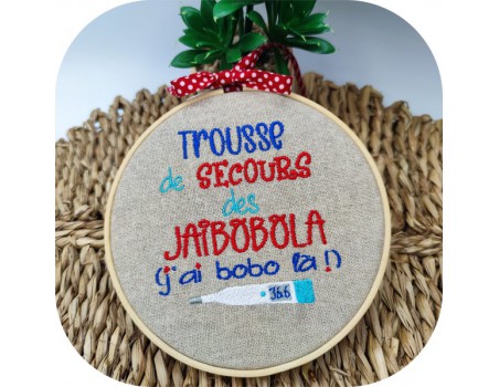 Motif de broderie machine  texte  trousse secours Jaibobola