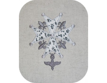 Motif de broderie  appliqué croix huguenote