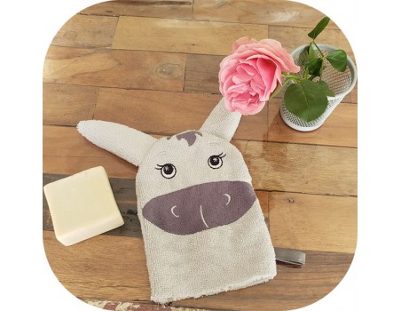 machine embroidery design donkey washcloth ITH