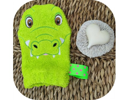 Motif de broderie machine  gant de toilette crocodile ITH