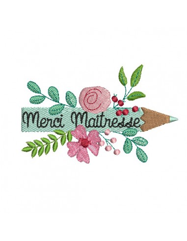 machine embroidery  design floral pencil thank you teacher