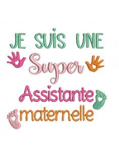 Machine embroidery design text super nanny