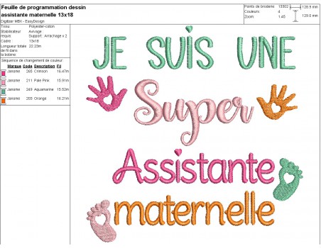 Machine embroidery design text super nanny