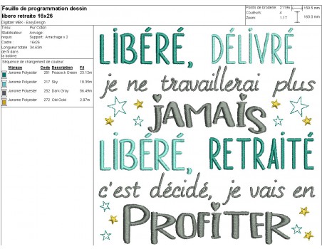 Motif de broderie machine libéré retraité