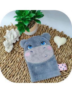 machine embroidery design hippopotamus wasch mitt  ITH
