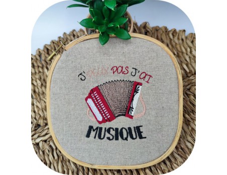 Motif de broderie machine  j'peux pas j'ai musique