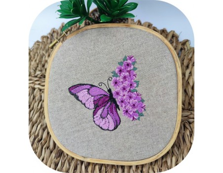 Machine embroidery design   flowers butterfly