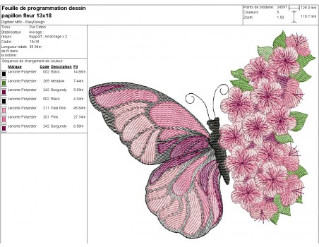 Machine embroidery design   flowers butterfly