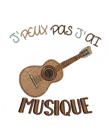 Motif de broderie machine  j'peux pas j'ai musique