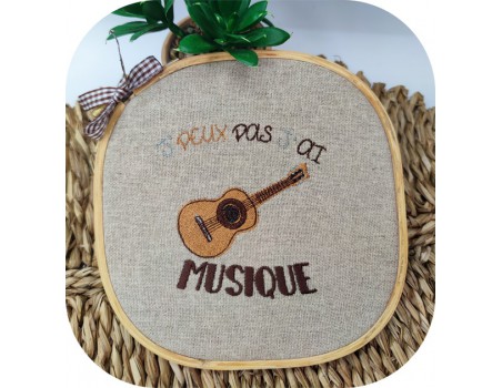 Motif de broderie machine  j'peux pas j'ai musique