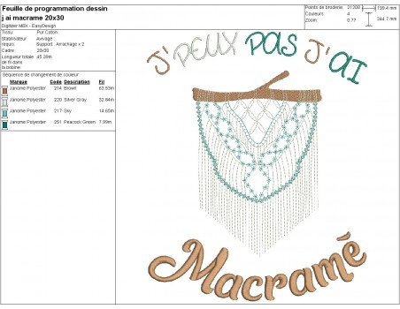 machine  Embroidery design  i can not macrame