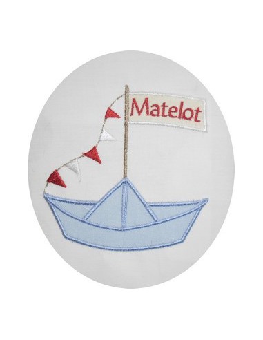 Motif de broderie bateau appliqué 10x10 cm