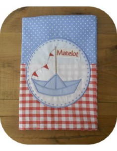 Motif de broderie bateau appliqué 10x10 cm