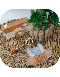 machine embroidery design elephant keychains customizable ith