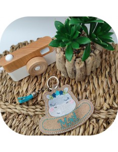machine embroidery design hippopotamus keychains customizable ith