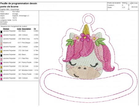 machine embroidery design unicorn keychains customizable ith