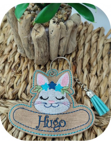 machine embroidery design rabbit keychains customizable ith