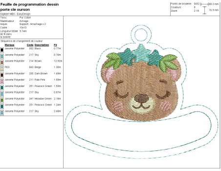 machine embroidery design bear keychains customizable ith