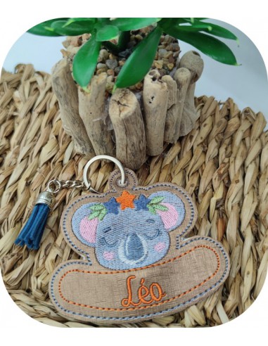 machine embroidery design koala keychains customizable ith