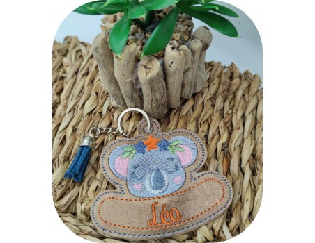 machine embroidery design koala keychains customizable ith