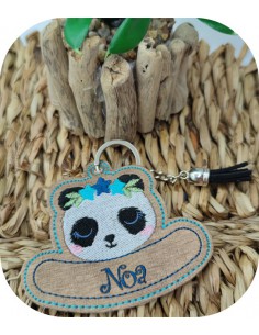 machine embroidery design panda keychains customizable ith