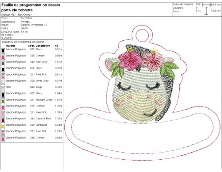 machine embroidery design zebra keychains customizable ith