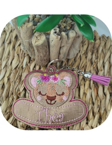 machine embroidery design tigress keychains customizable ith