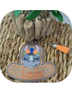 machine embroidery design donkey keychains customizable ith