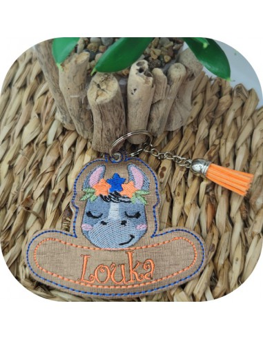 machine embroidery design donkey keychains customizable ith