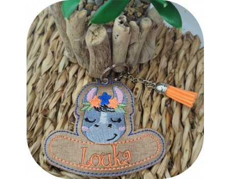 machine embroidery design donkey keychains customizable ith