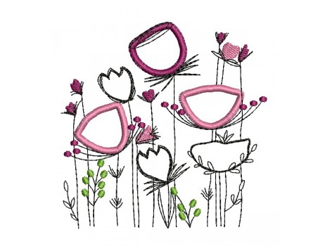 machine embroidery design applique flowers