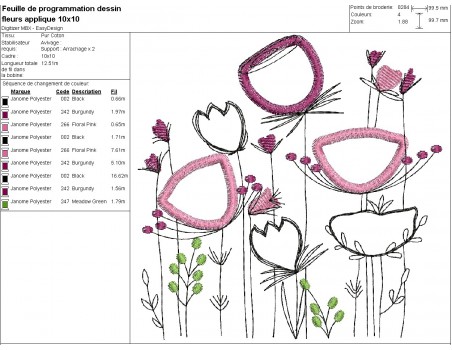 machine embroidery design applique flowers