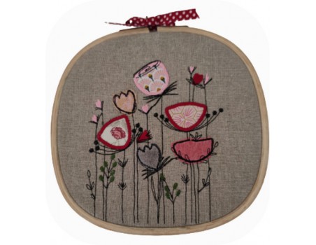 Motif de broderie machine  appliqué fleurs