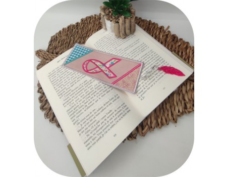 machine  embroidery design ITH bookmark book Pink October