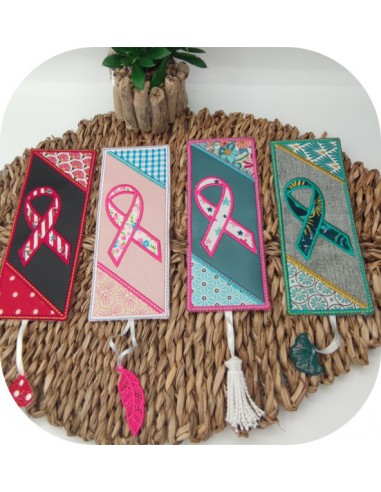 machine  embroidery design ITH bookmark book Pink October