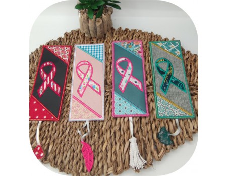 machine  embroidery design ITH bookmark book Pink October