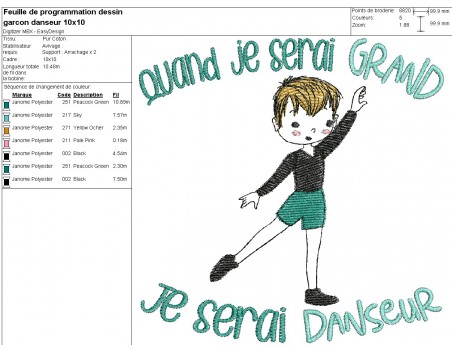 machine embroidery design  little boy dancer