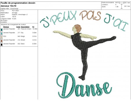 machine embroidery design I can not dance