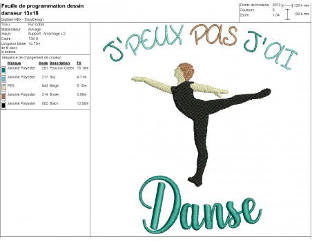 machine embroidery design I can not dance