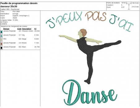 machine embroidery design I can not dance