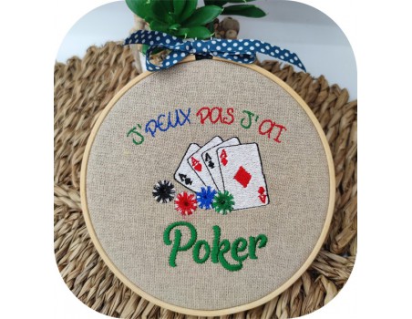 machine  embroidery design i can't i have poker