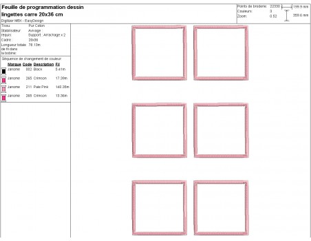 Motif de broderie machine ITH lingettes carrées